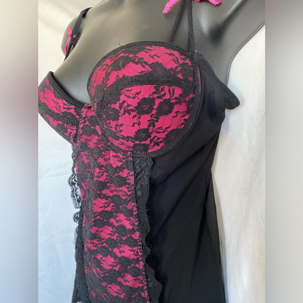 Native Intimates BLK/PNK Chemise, 34B  *P1078